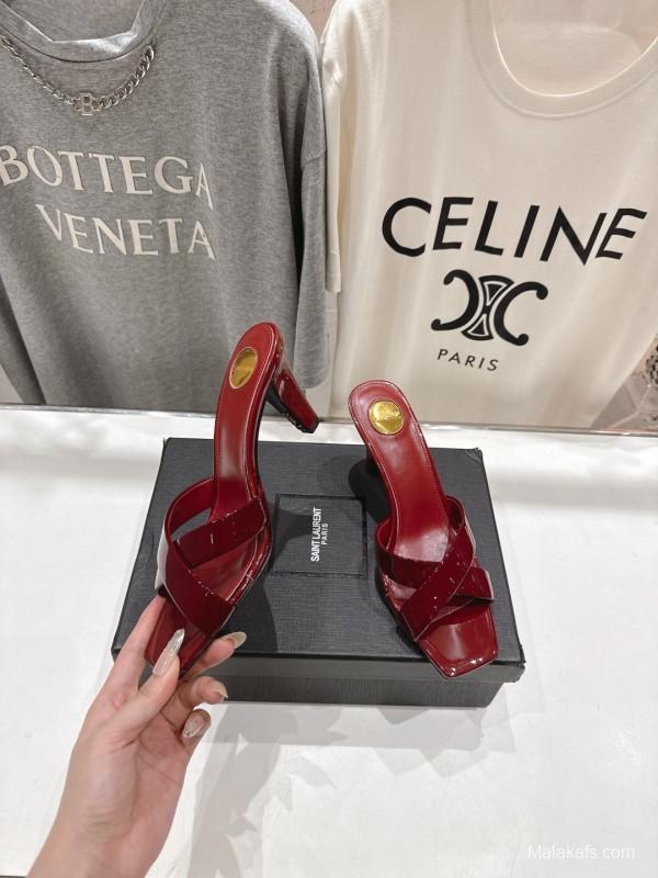 2025/Women Yves Saint Laurent Red Patent Leather Elegant High Heel Sandals LY00360(F)