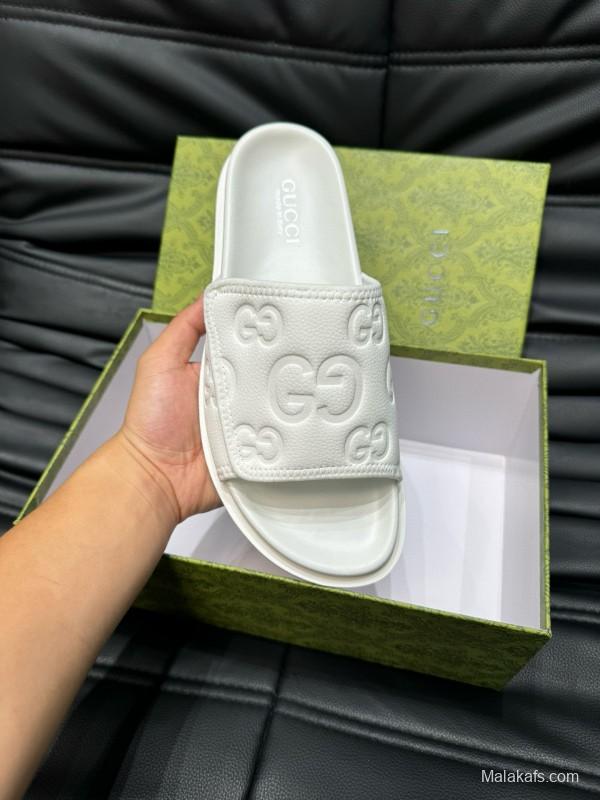 2024 Slippers Gucci White Leather Slippers MJ00200