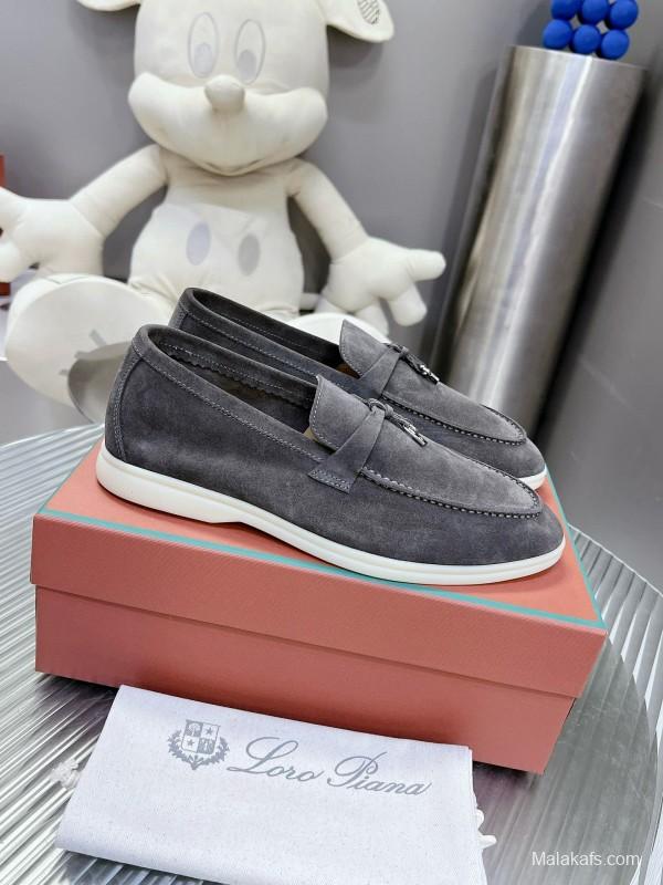 2024 Unisex Le Parmentier Gray Suede Loafers MJ00270