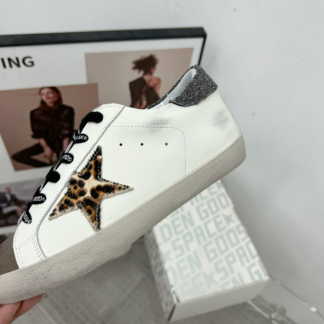 2025 Women GGDB White Leopard Suede Leather Sneakers