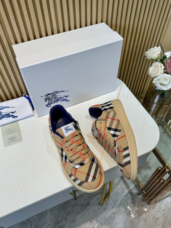 2024 Unisex Burberry Beige Black Red Cotton TPU Sneakers MJ00320
