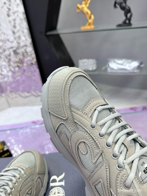 2024 Unisex Dior Stone Island B30 Beige White Mesh Sneakers MJ00330
