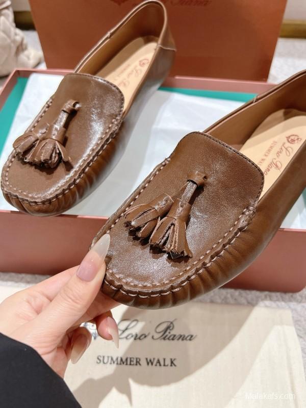2025 Women Le Parmentier Brown Leather Loafer Tassel LY00291