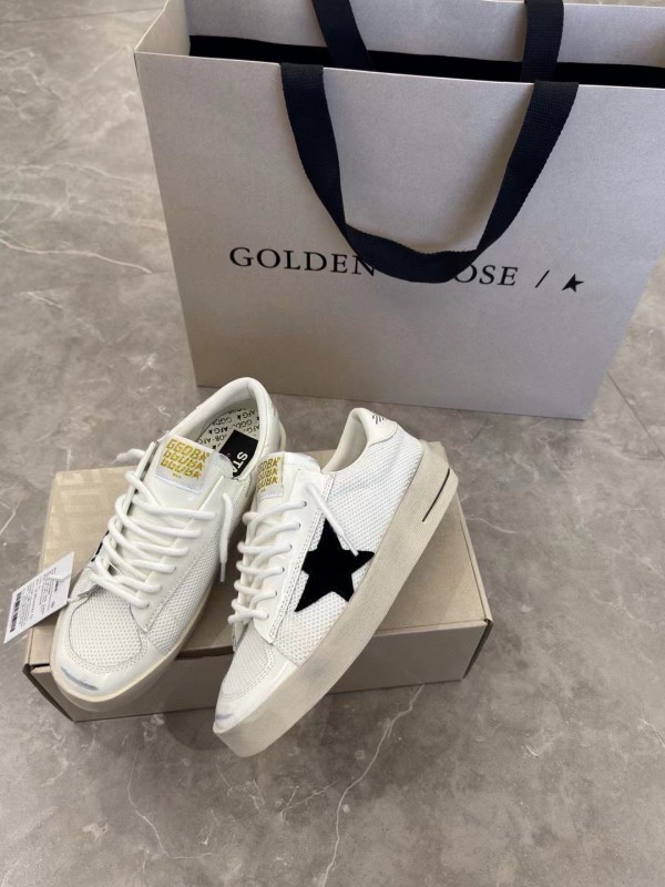 2024 Unisex GGDB White Black Leather Mesh Low Top Sneakers MJ00260