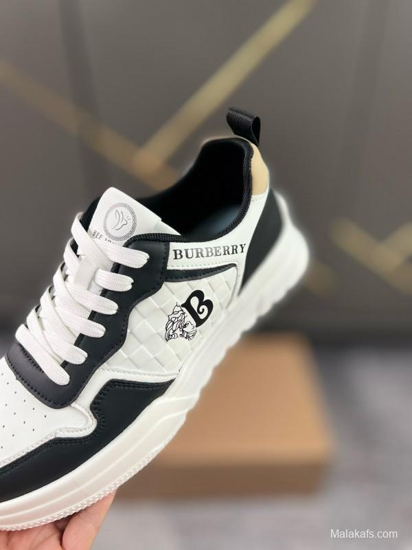 2024 Unisex Burberry Black White Leather Casual Shoes MJ00251