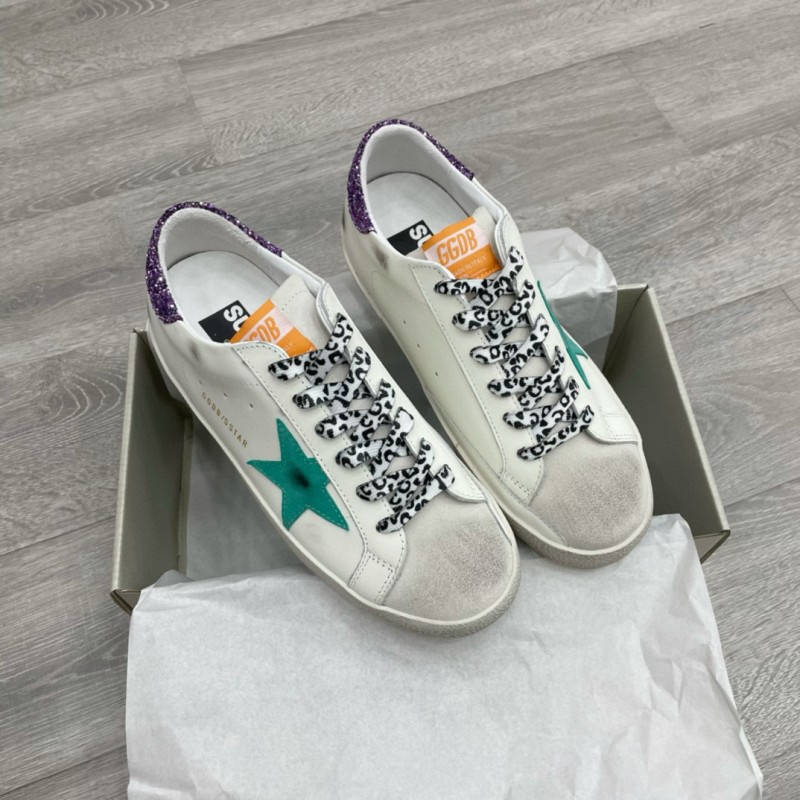 2025 Women GGDB White Green Suede Leather Sneakers