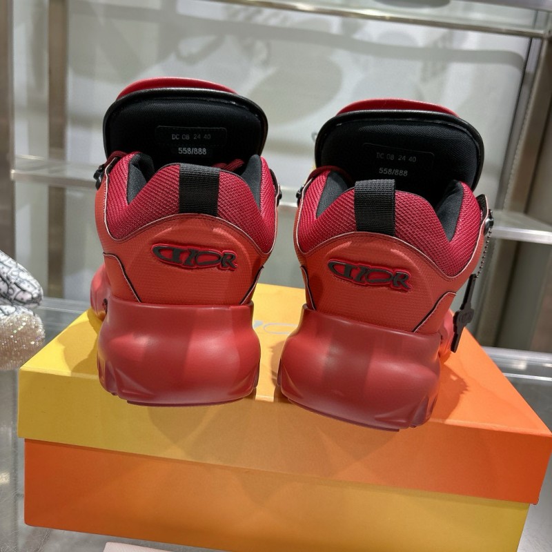 2024 Unisex Dior Red Fabric Leather Sneakers MJ00380