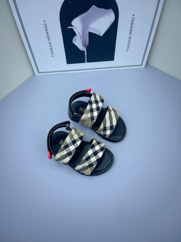 2025 Kids Burberry Beige Black Check Cotton Sandals