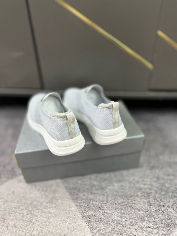 2024 Unisex Prada Light Grey Breathable Flyknit Sneakers MJ00230