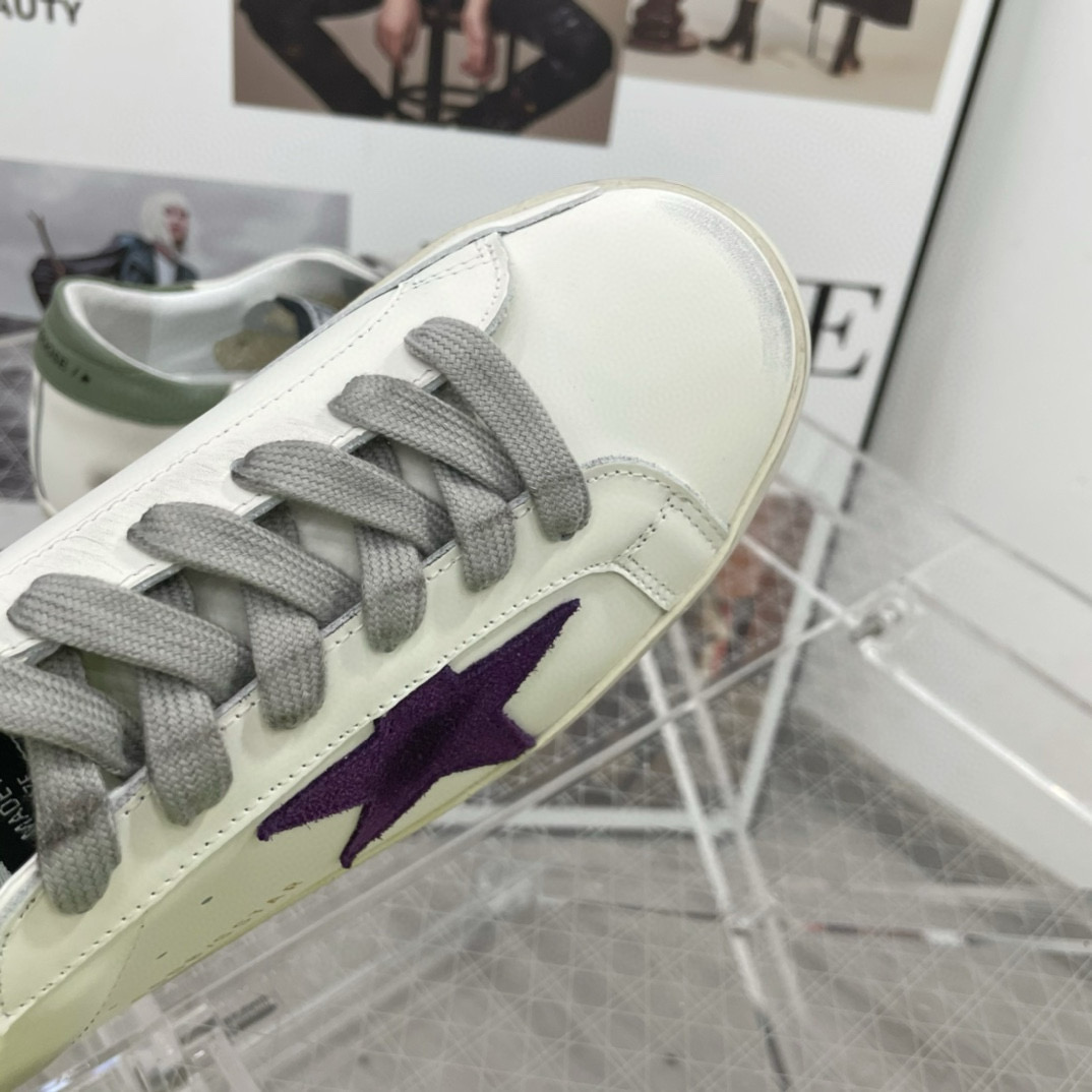 2025 Women GGDB White Purple Leather Sneakers