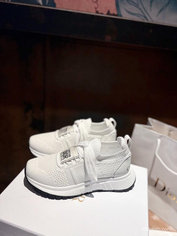 2025 Women Dior White Flyknit Sneakers LY00260
