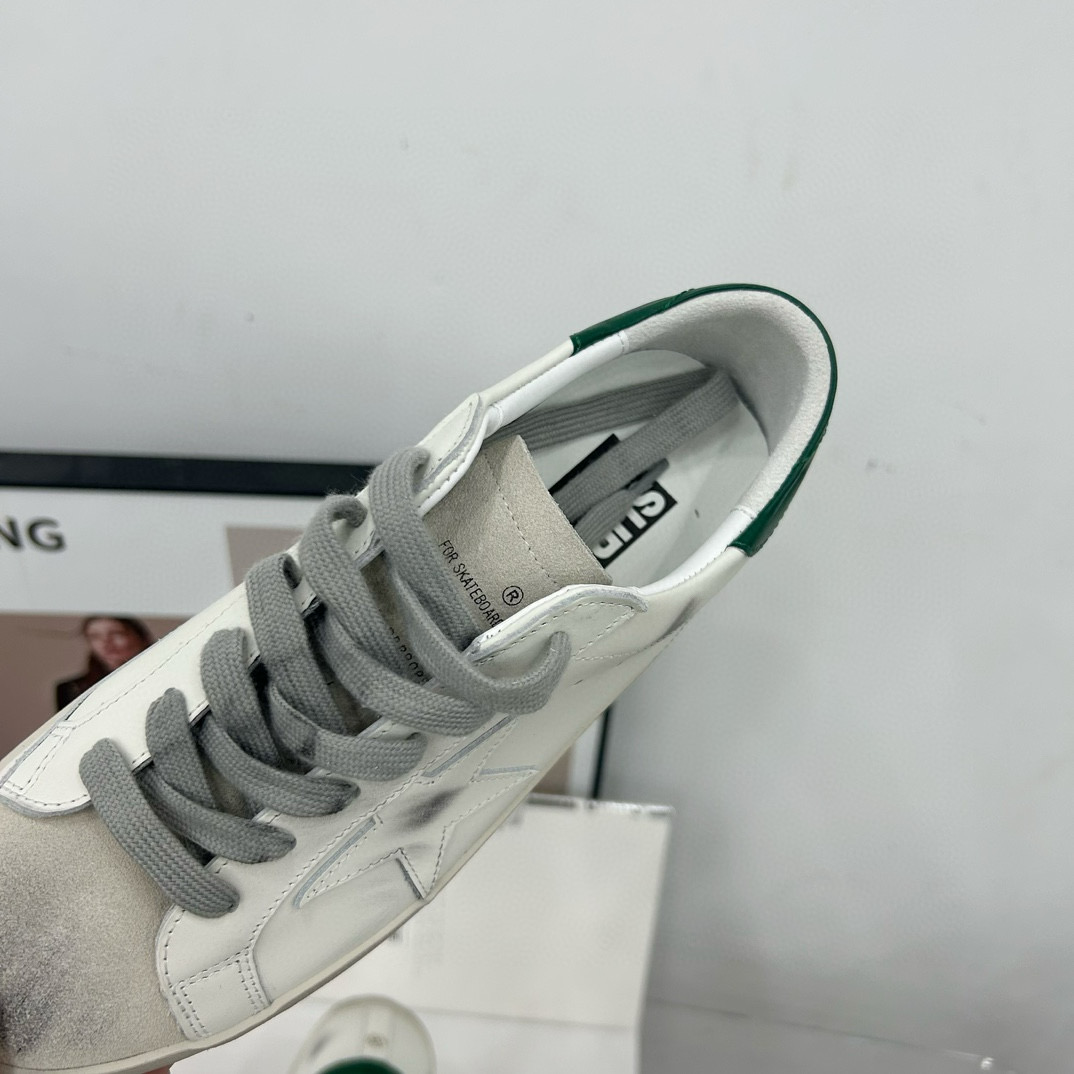 2025 Unisex GGDB White Green Leather Sneakers