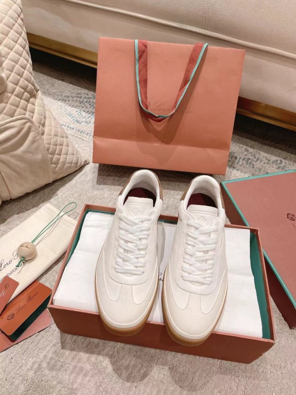 2025 Women LP White Brown Leather Sneakers LY00320(F)