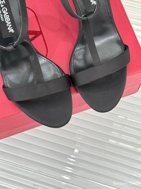 2025 Women Dolce & Gabbana Black Satin High Heels