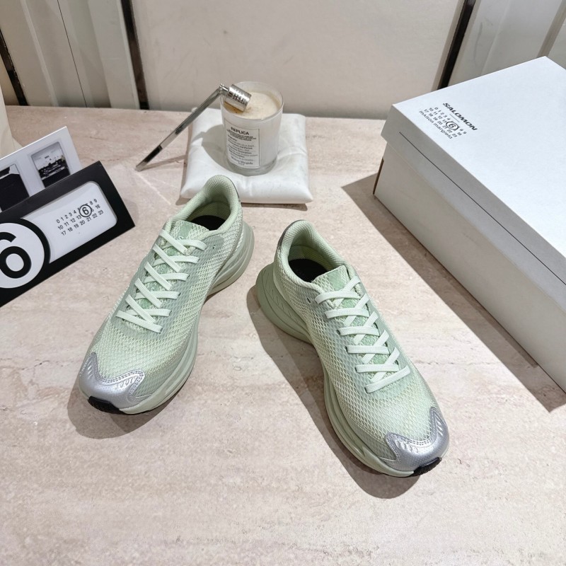 2025 Women MM6 Light Green Silver Mesh Sneakers
