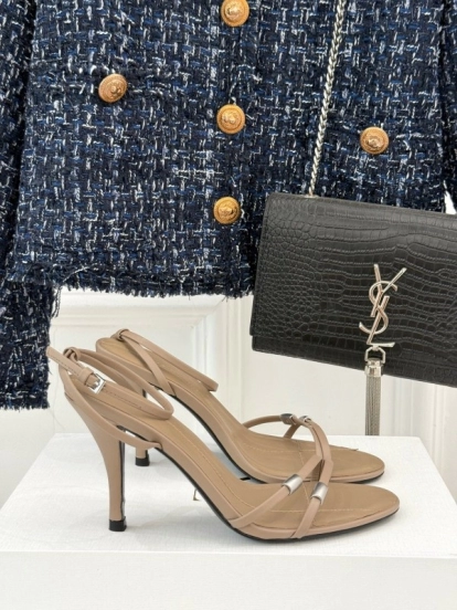 2025 Women Yves Saint Laurent Beige Leather Sandals KFY00270