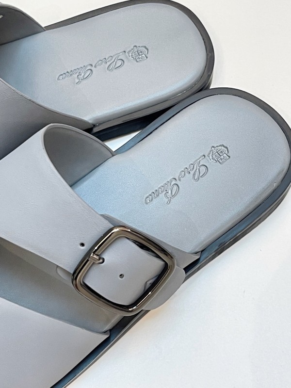 2025 Men Loro Piana Gray Leather Slippers AS00250