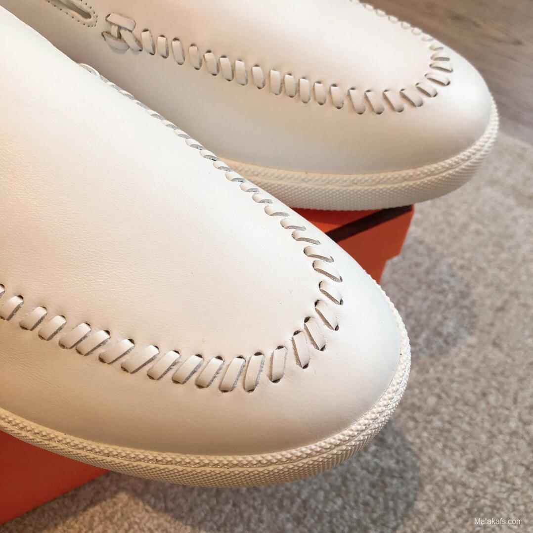 2025 Unisex Hermès White Leather Plimsolls AS00380