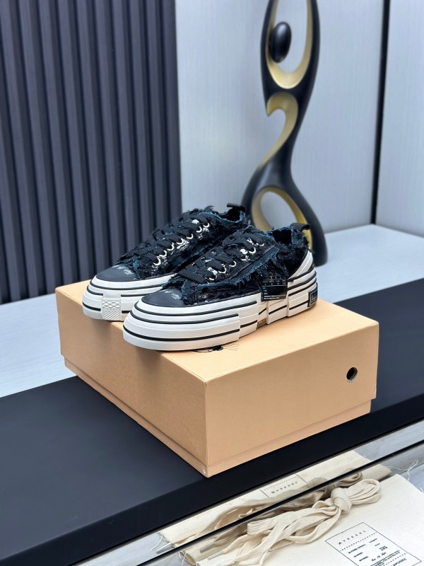 2025 Unisex XVESSEL Black Canvas Plimsolls Distressed Artistic AS00260