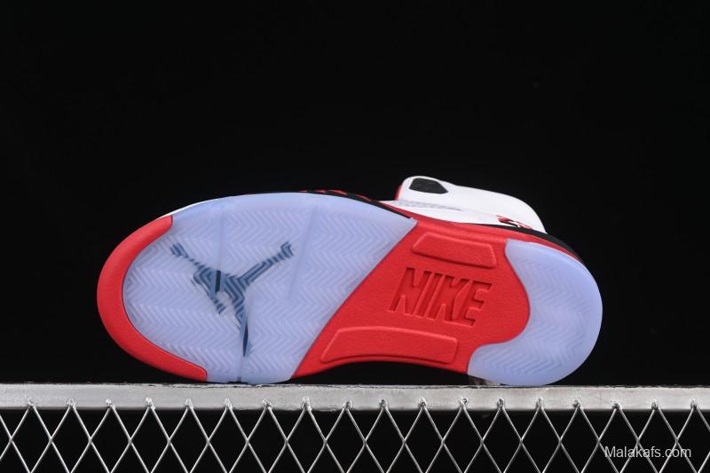 Nike Air Jordan 5 Retro Fire Red Black Tongue Basketball Shoes - HQ7978-101