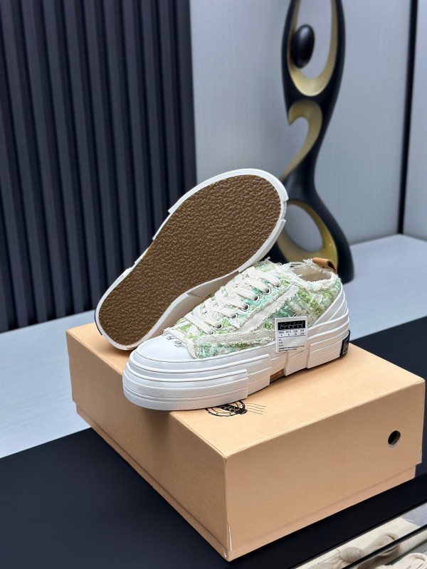 2025 Unisex XVESSEL White Green Canvas Plimsolls Vulcanized AS00260