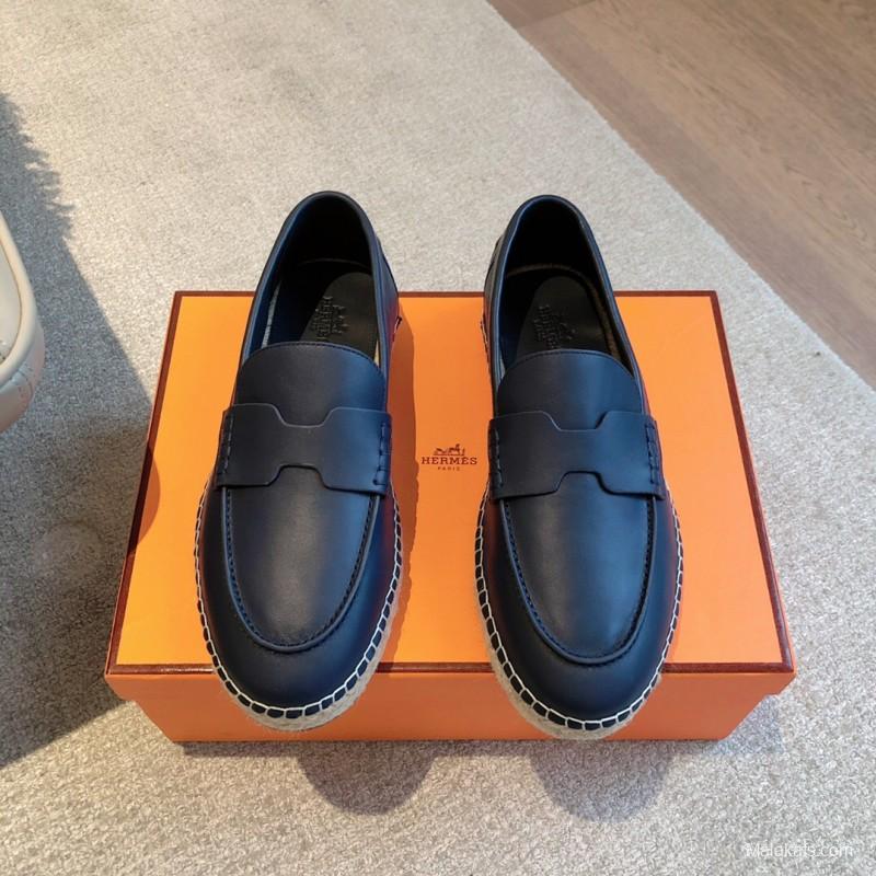 2025 Unisex Hermes Black Calfskin Loafers AS00380