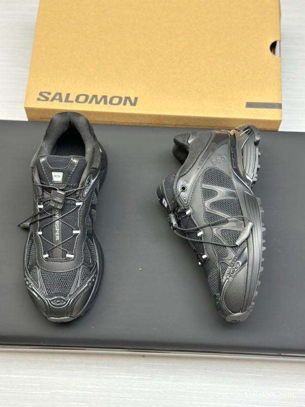 2025 Unisex SALOMON Black Leather Mesh Sneakers AS00320