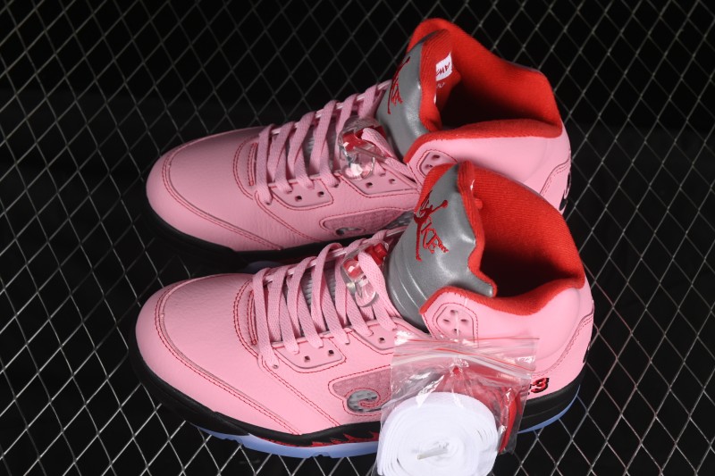 Awake NY Air Jordan 5 Retro Sneakers with Arctic Pink Colorway and Awake NY Logo Mesh - DV4982-600