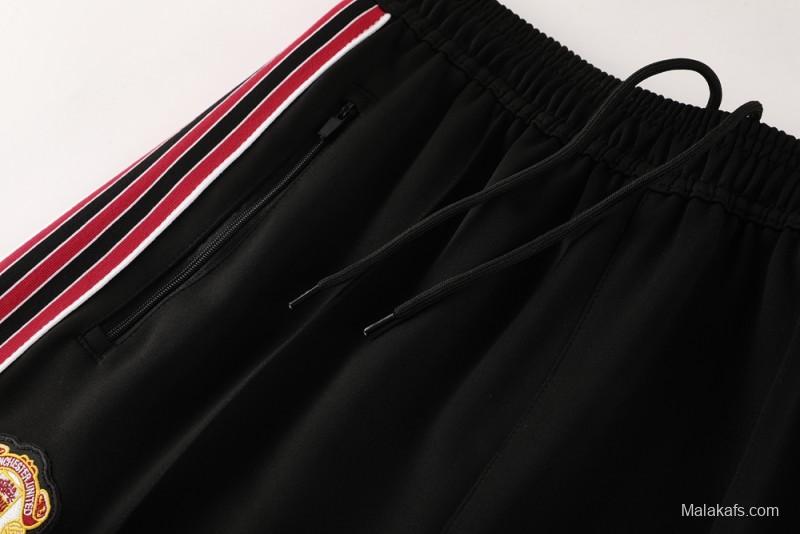 25/26 Manchester United Black Full Hoodie Zipper Jacket +Long Pants