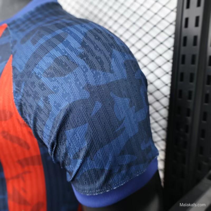 Player Version 25/26 Barcelona Home Blue Red Stripes Jersey with Spotify Sponsor