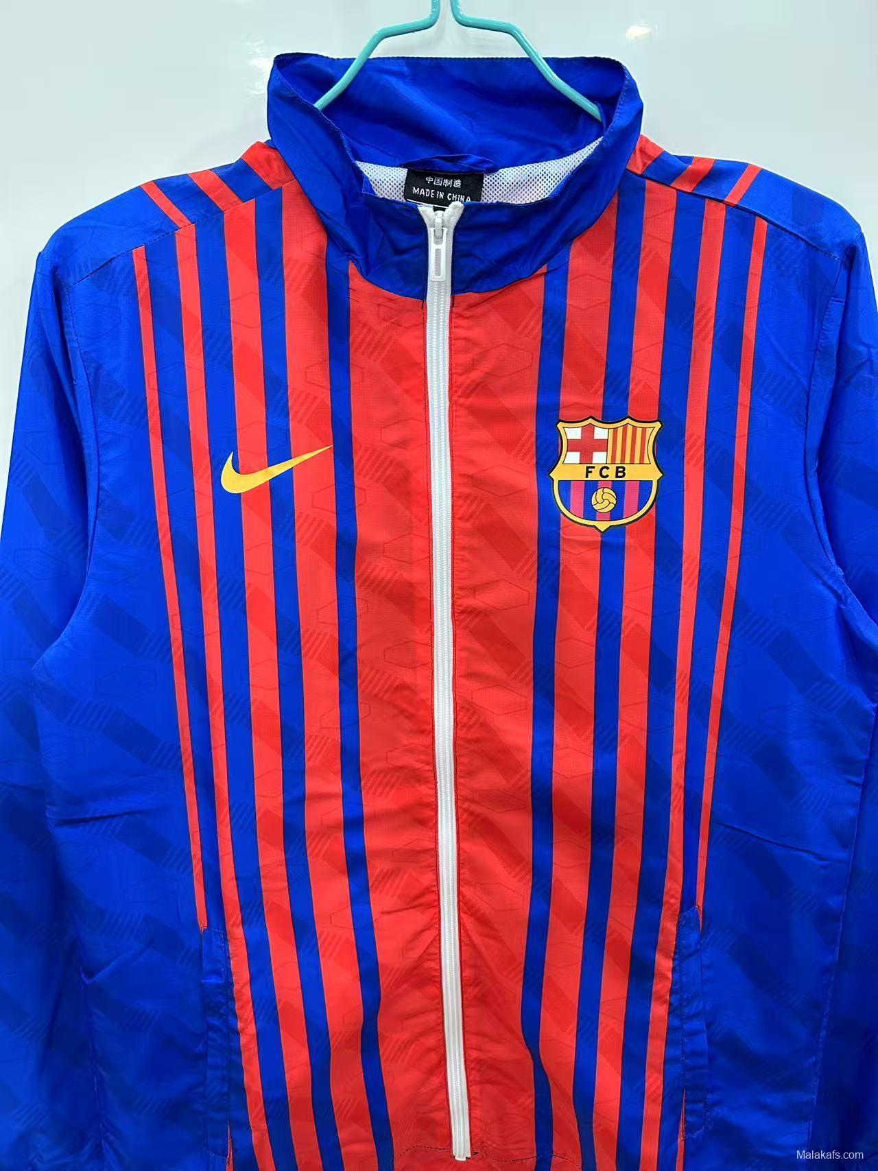 25/26 FC Barcelona Blue with Red Stripes Windbreaker