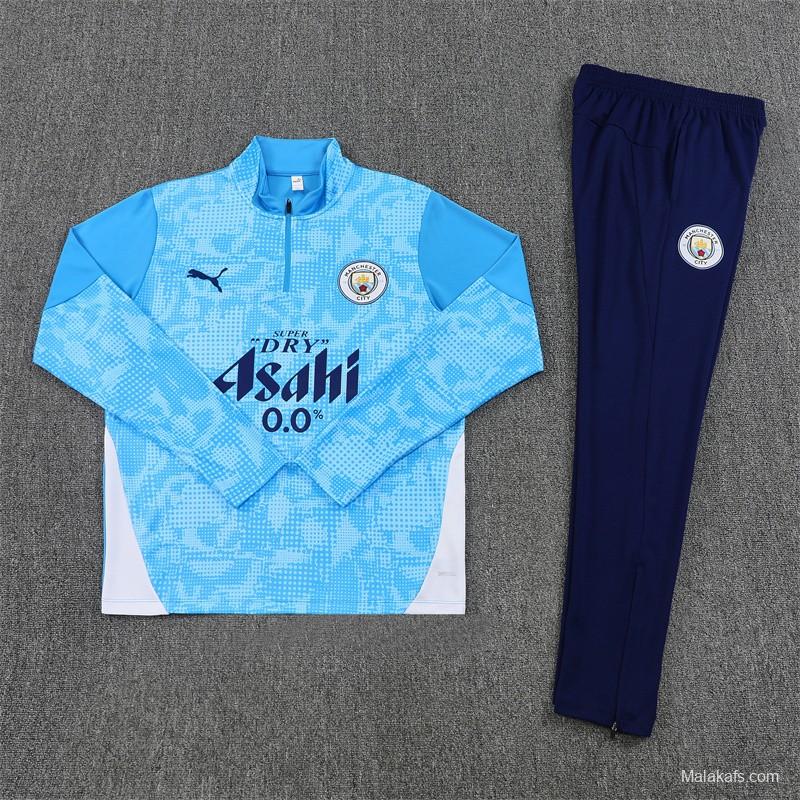 25/26 Manchester City Light Blue Camouflage Half Zipper Jacket+Long Pants