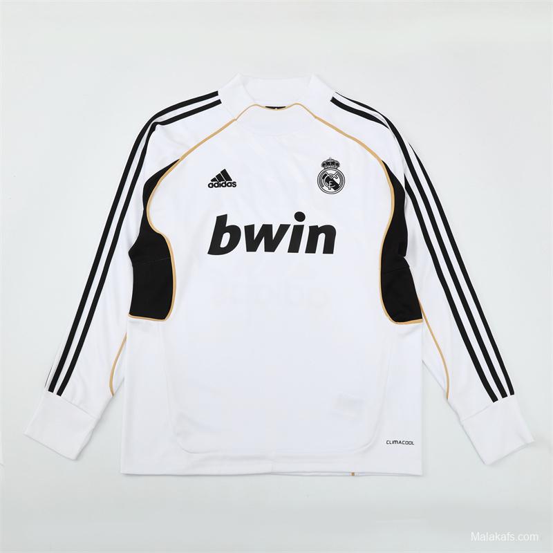 Retro 11/12 Real Madrid White Half Zipper Jacket