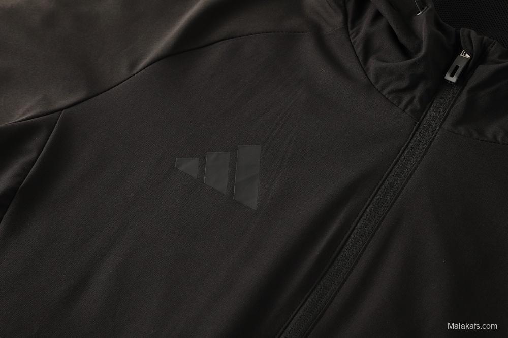25/26 Adidas Black Hoodie Full Zipper Jacket + Long Pants