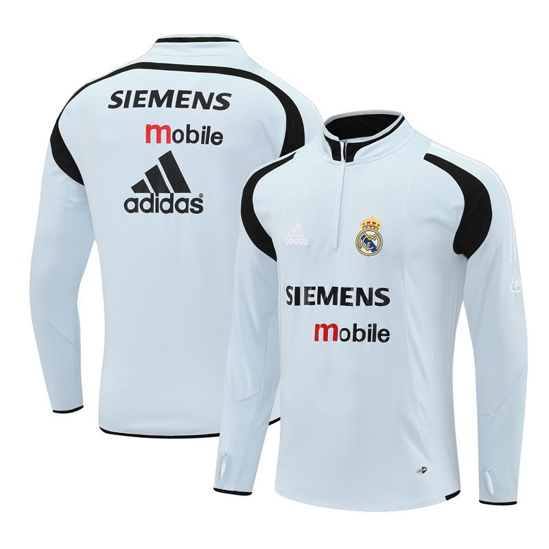 Retro 04/05 Real Madrid Light Grey Half Zipper Jacket+Long Pants