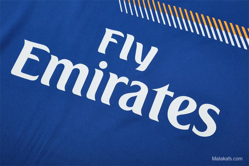 Retro 13/14 Real Madrid Color Blue Half Zipper Jacket+Long Pants