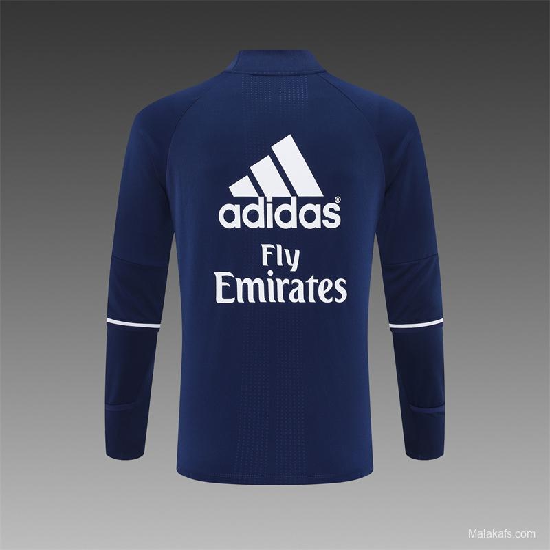 Retro 16/17 Real Madrid Royal Blue Half Zipper Jacket+Long Pants