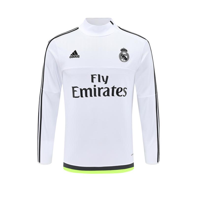 Retro 15/16 Real Madrid White Half Zipper Jacket+Long Pants