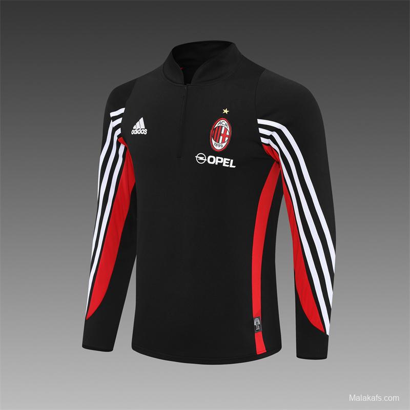 Retro 03/04 AC Milan Black Half Zipper Jacket+Long Pants