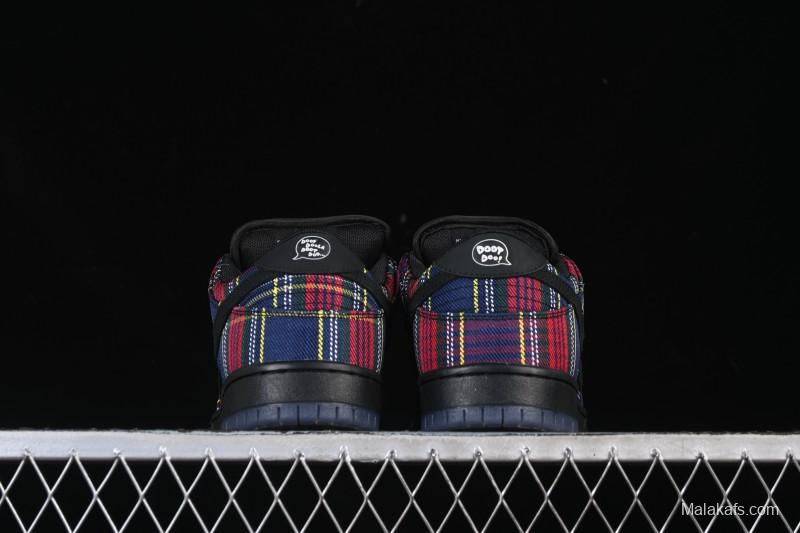Nike SB Dunk Low Nardwuar Collaboration Scottish Plaid Low-Top Casual Skate Shoes - II1493-600