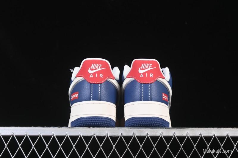 Nike Air Force 1 '07 Low Supreme Collaboration White Blue Gray Red Casual Sneakers - XD2588-602