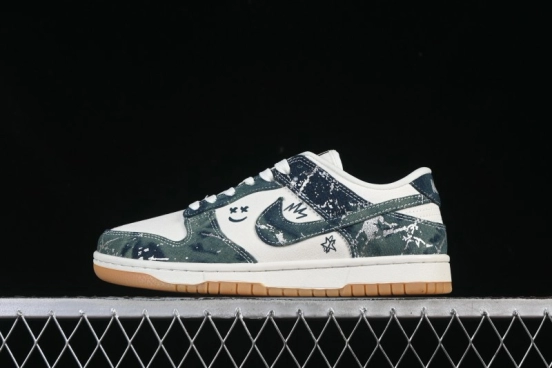 Nike SB Dunk Low Military Green Woven Custom Low-Top Casual Skate Shoes - SC0601-464
