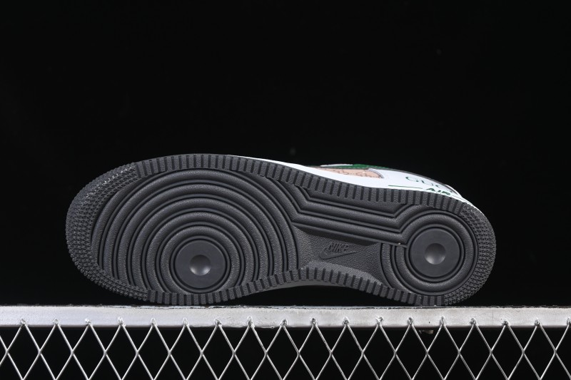Nike Air Force 1 '07 Low Gucci Collaboration Pattern Grass Green Casual Sneakers - AH8462-004