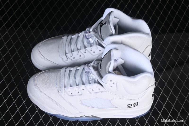 Nike Air Jordan 5 Retro White Metallic Basketball Shoes - HQ7978-103