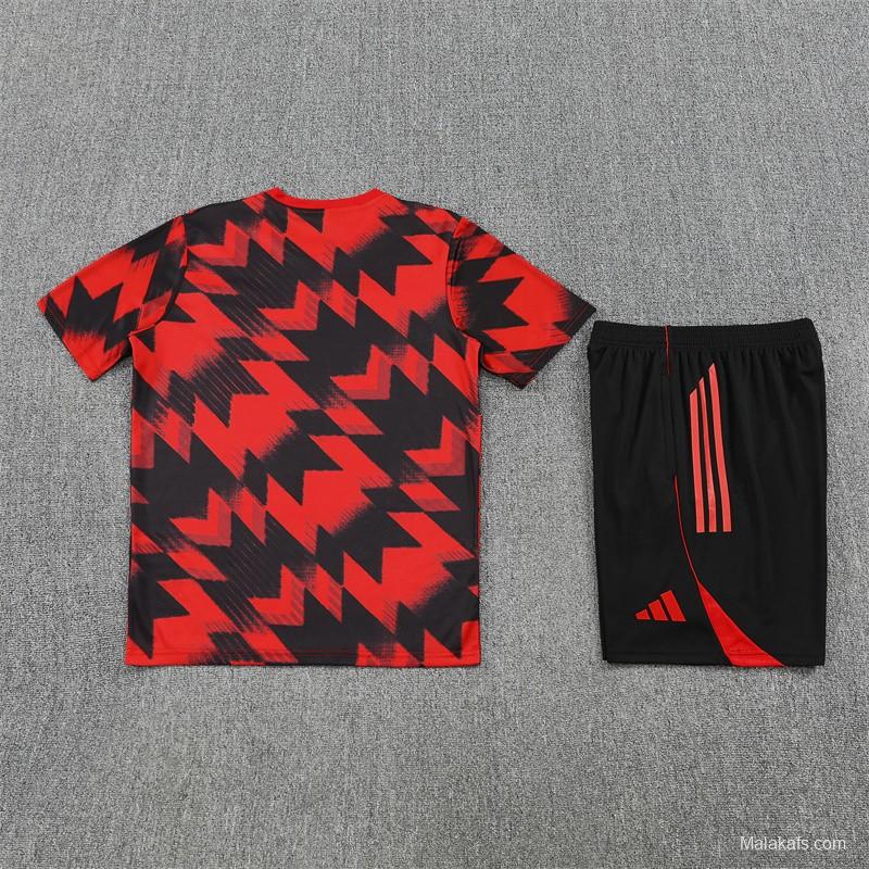 25/26 Manchester United Red Black Camouflage Short Sleeve Jersey+Shorts with XS