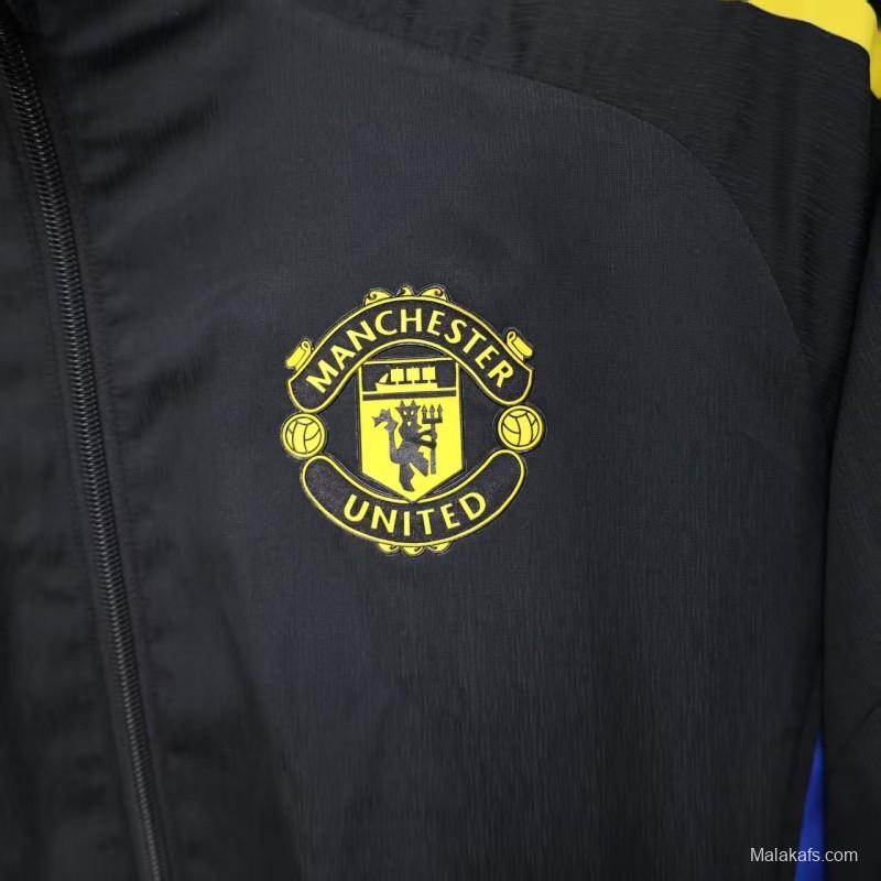 25/26 Manchester United Black Windbreaker (with Inner Lining)