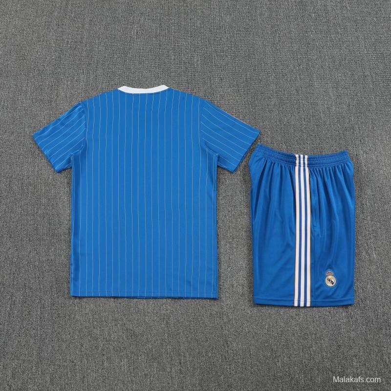 25/26 Real Madrid Adidas Original Blue Short Sleeve Jersey+Shorts
