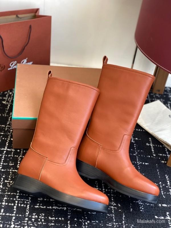 Brunello Cucinelli Classic Spring BC Calfskin High Top Thick Sole Riding Boots Long Boots - KFY00450