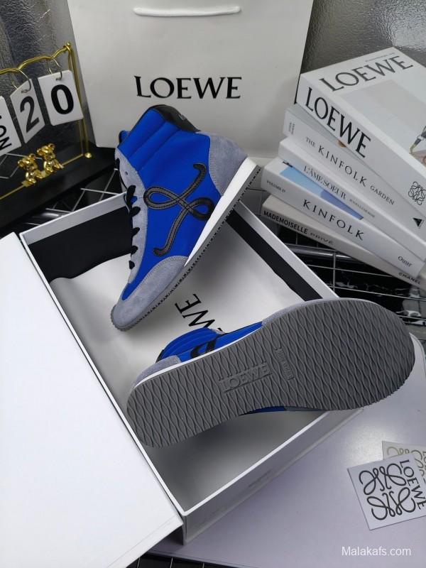 LOEWE High-Top German Training Sneakers Retro Fashion Casual White Shoes - LY00330