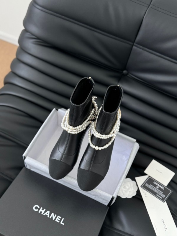 Chanel Pearl Collection Mary Jane Short Boots - LY00360
